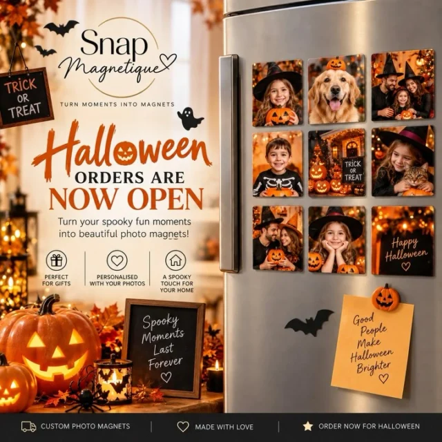🎃🧡 Spooky season is here… and your favourite moments deserve to be remembered! 👻

Turn your favourite Halloween photos into beautiful personalised photo magnets and give your fridge a spooky little makeover. 🧲✨

From adorable little witches and cheeky pumpkins to your favourite family moments — make this Halloween one to remember! 🎃

🧡 Personalised with your photos
🧲 Beautiful photo magnets
🎁 Perfect for gifting
✨ Made with love by Snap Magnetique

🎃 HALLOWEEN ORDERS ARE NOW OPEN!
Don’t wait until the spooky season is over… 👻

Turn your spooky moments into magnets. 🧡

snapmagnetique.com.au

#fridgemagnets 
#halloween 
#Halloween2026
#PhotoMagnets 
custommagnets